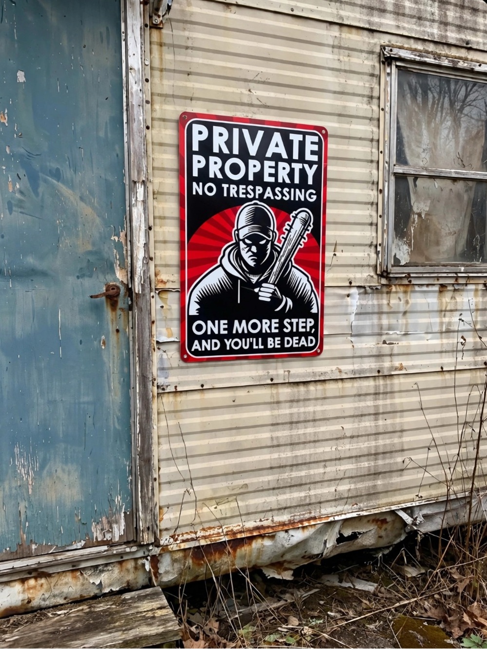 PRIVATE PROPERTY NO TRESPASSING One More Step… Metal Sign